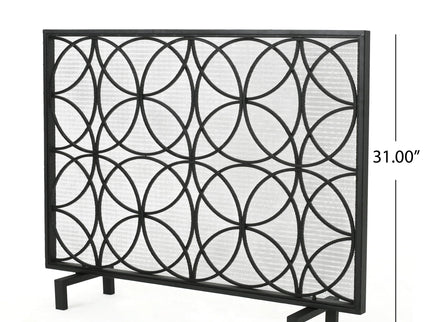 Thayer - Single Panel Iron Fireplace Screen With Geometric Design