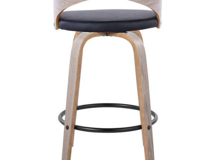 Grotto - Mid Century Modern Fixed Height Counter Stool With Swivel With Round Footrest (Set of 2)