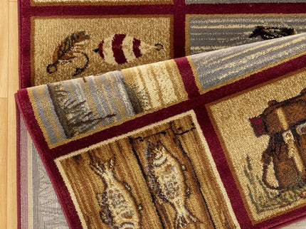 Nature's Nest - 5'3" X 7'3" Lodge Area Rug - Red