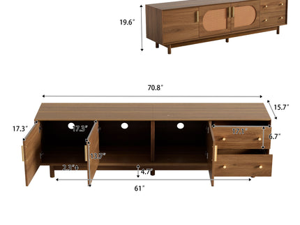 70" TV Stand With Beveled Edge Design - Brown