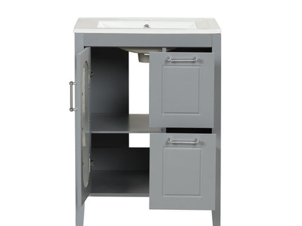 Modern Bathroom Vanity With Sink, Cabinet With 2 Drawers And Door, Adjustable Shelf