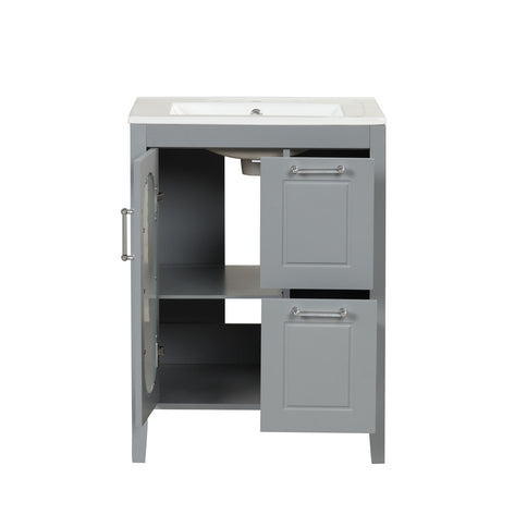 Modern Bathroom Vanity With Sink, Cabinet With 2 Drawers And Door, Adjustable Shelf