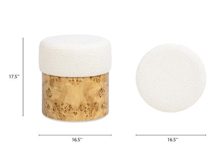 Nebula - Round Upholstered Ottoman - White