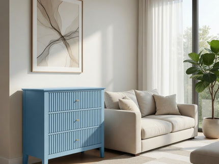 Fluted 3 Drawer Nightstand With Soft Close Slides