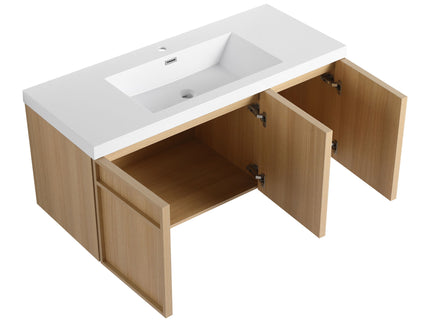 Wall-Mounted Bathroom Vanity With Resin Sink And Soft Closing Doors