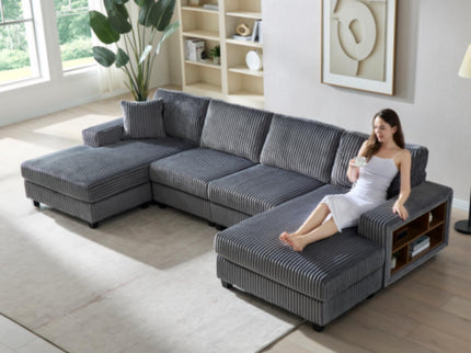 U-Shaped Convertible Sofa, 4 Seater Large Living Room Lounge
