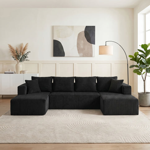 U-Shaped Modular Sectional Sofa With Double Chaise, Oversized Deep Seat For Living Room