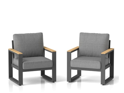 All-Weather Patio Armchairs With Thick Cushions (Set of 2)