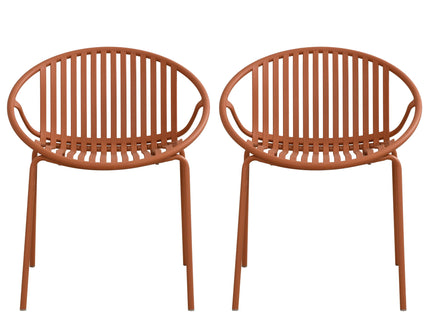 Stackable Outdoor Chairs With Breathable Plastic Backrest (Set of 2)