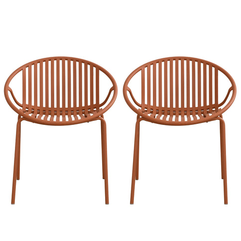 Stackable Outdoor Chairs With Breathable Plastic Backrest (Set of 2)