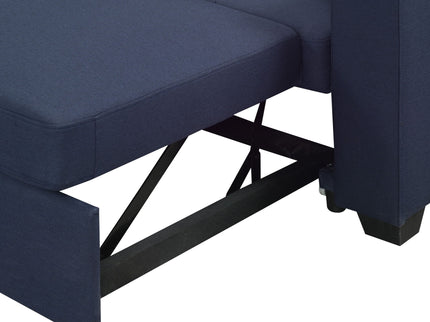 Reversible Sectional With Pop Up Sleeper And Hidden Storage Chaise - Navy