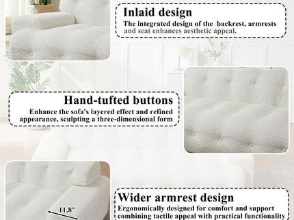 Cloud Series Minimalist Button Tufted Square Arm 3 Seater Sofa