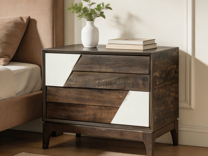 Japandi 2 Drawer Nightstand With Geometric Design