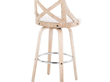 Charlotte - Farmhouse Fixed Height Bar Stool With Swivel And Round Footrest (Set of 2)