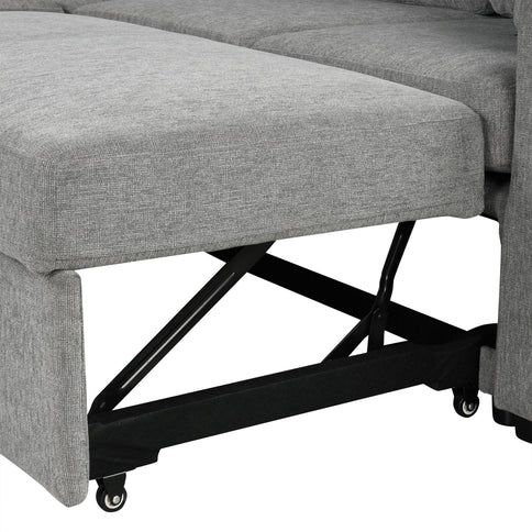 Modern U-Shaped Sectional Sofa Convertible Pull-Out Sofa Bed With USB Ports And Cup Holders