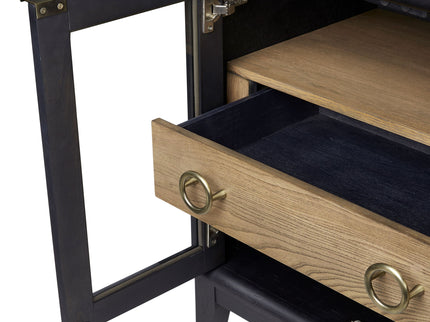 Glass Door Nightstand - Black