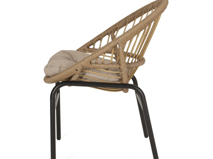 Outdoor Accent Chair With Curved Back And Basket Frame, (Set of 2) - Light Brown / Beige