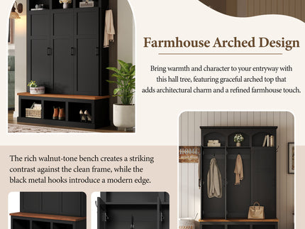 Classic Arched Design Hall Tree With 3 Hidden Storage