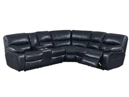 Power Motion Reclining Sectional Sofa With Console Cup Holders And USB Charging Port - Blue