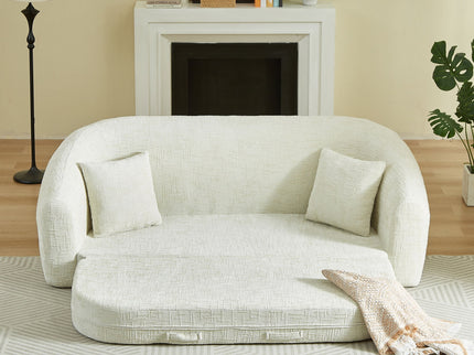 Curved Convertible Sofa, 2 In 1 Fold Out Bed With Pull Out Base And Deep Seat