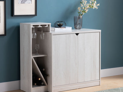 Bar Cabinet, Wine Bottle Storage Display Kitchen Cabinet, Holds 4 Wine Bottles - White Oak