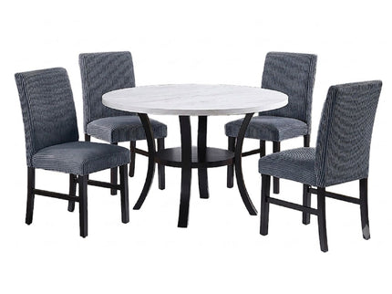 Elegant 5 Piece Dining Set Dark Chairs Top Table With Lower Shelf Kitchen Dining Room
