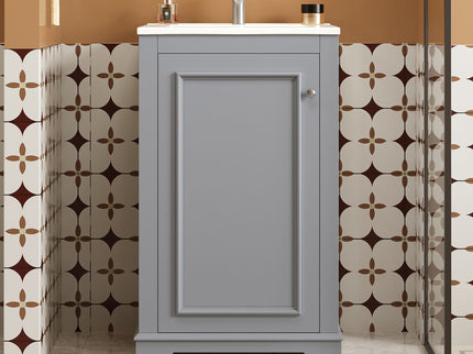 Bathroom Vanity With Sink, Freestanding Single Cabinet Set, Soft Close Door, Adjustable Shelf