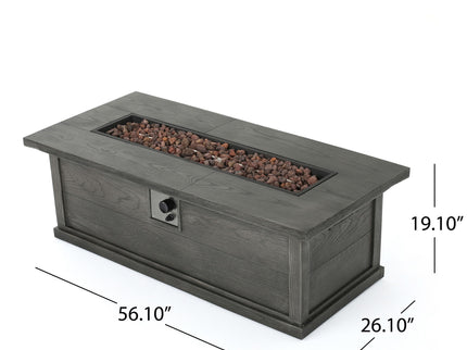 Transitional Rectangular Outdoor Propane Fire Pit With 50, 000 Btu