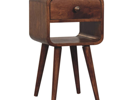 Mini California Curved Nightstand Wth Lower Slot