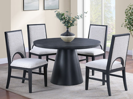 Round Dining Table With Cone Shaped Base - Black