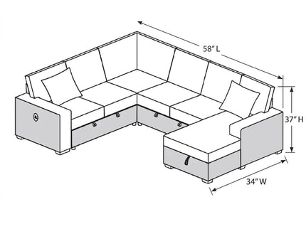 Convertible Sectional Upholstered Sleeper Sofa With Storage Chaise