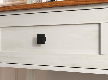 Farmhouse Style Console Table With 2 Drawers And Bottom Storage Shelf