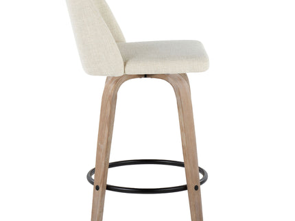 Toriano - Contemporary Fixed Height Counter Stool Swivel & Round Footrest (Set of 2)