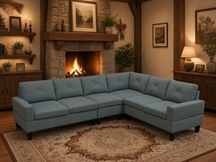 Modular L - Shaped Sectional Sofa 6 Seater 4 Piece Couch With Chaise