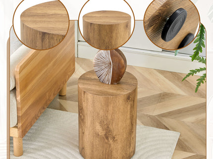Cylindrical End Coffee Table, Living Room Furniture - Wood