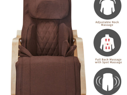 Comfortable Relax Rocking Chair With Full Massage Function Cotton Fabric Air Pressure - Brown