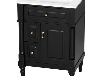 Freestanding Bathroom Vanity With Sink, Adjustable Shelf & Flip Drawer
