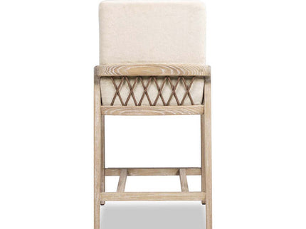 Arizona - Solid Ash Upholstered Counter Stool With Rope Detail - Creme De La Creme White