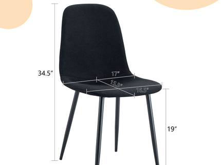 Modern Medieval Style Cushioned Side Chairs Set With Metal Legs For Kitchens