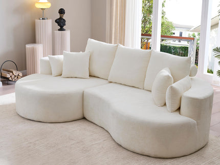 2 Piece Fabric Cloud Curved Sectional Sofa With Chaise For Living Room