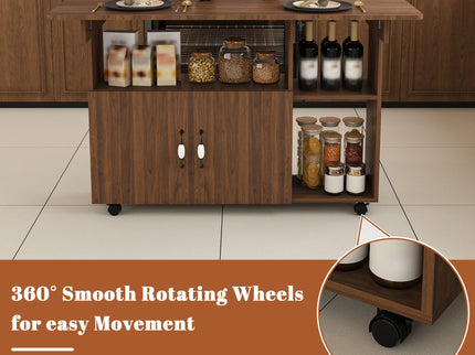 Multi Functional Folding Table With Storage Shelves And Wheels