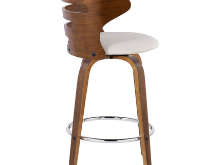 Cosini - Mid Century Modern Fixed Height Barstool With Swivel With Round Footrest (Set of 2)