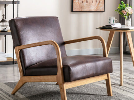 Open Framed Armchair With Cushioning Brown - Dark Brown