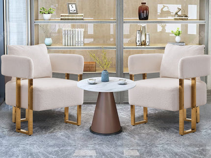 Modern Decorative Chair Teddy Fleece Upholstered And Metal Foot