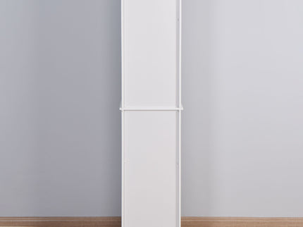 Wooden Bathroom Floor Storage Cabinet With 2 Doors And 6 Shelves - White
