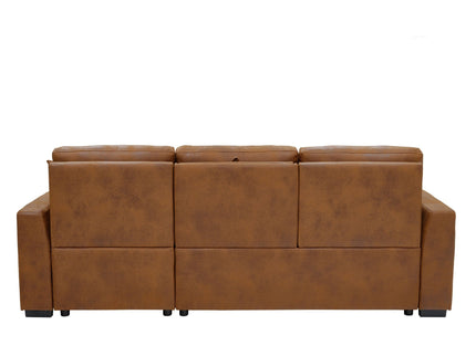 Upholstered Sectional With Pull-Out Bed And Chaise Storage
