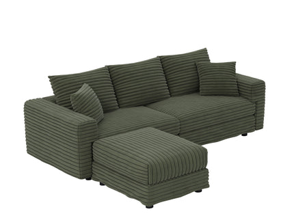 Convertible Deep Seat Sofa With Soft Pillows And Ottomans