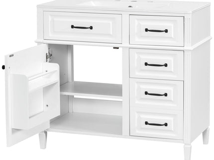 Modern Bathroom Vanity With Sink Top, Flip Drawer Design
