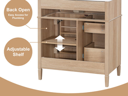Bathroom Vanity With Sink, Flip Out Drawer, 2 Soft Close Drawers, 1 Soft Close Door - Wood