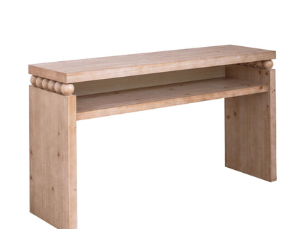 Modern Rustic Console Table, Wood Entryway Table With Shelf & Decorative Bead Detail - Natural